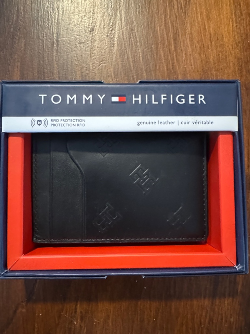 Tommy Hilfiger Black Leather RFID Card Holder Wallet